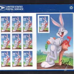 1997 USA Bugs Bunny Self-Adhesive Commemorative Stamps Sheet Mint Never Hinged (MNH) in original packaging.