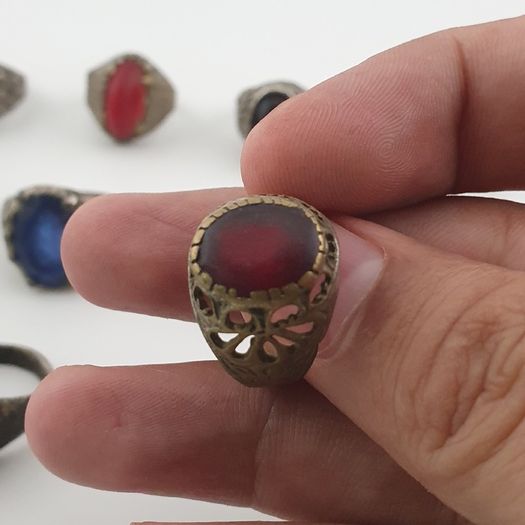 Old World Antique Mixed Brass Artisan Lot of 15 Rings