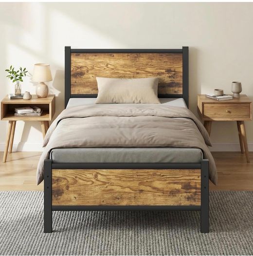 3ft Single Bed Frame, Single Bed with Heavy Duty Metal Slats Support Under-Bed Storage, Noise Free, Easy Assembly, No Box Spring Needed