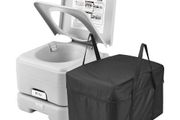Toilet for Camping with Carry Bag, RV Toilet with 3.2 Gal Waste Tank, Push-Button Pressurized Flush Commode,