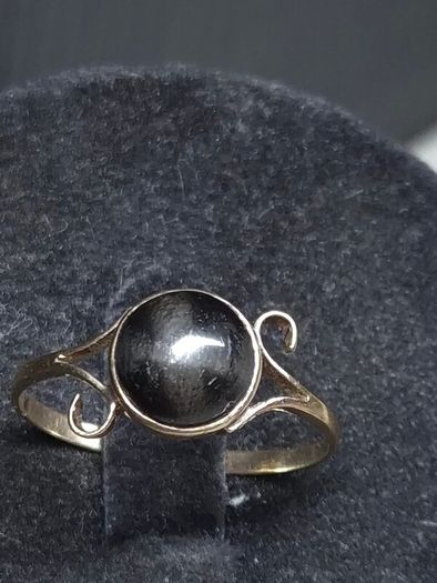 Antique 14K Solid Gold Star Diopside Ring Rare Black Asterism Cabochon