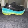 Crocs Classic Mega Crush Chunky platform sole Clogs Black Aqua/Lime UK 5 New Image 4