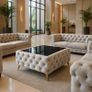 Long Chesterfield Coffee Table Velvet Rectangle 83x63x45cm with Glass Image 3