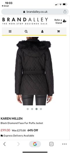 Karen Millen Black Quilted Belted Jacket