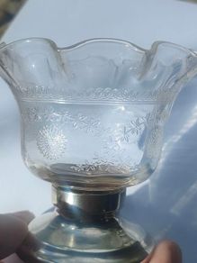Art nouveau glass vase on Chester Sterling base