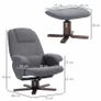 Linen Swivel Recliner Chair with Footstool, Upholstered Reclining Armchair with Wooden Base for Living Room, Grey Image 2