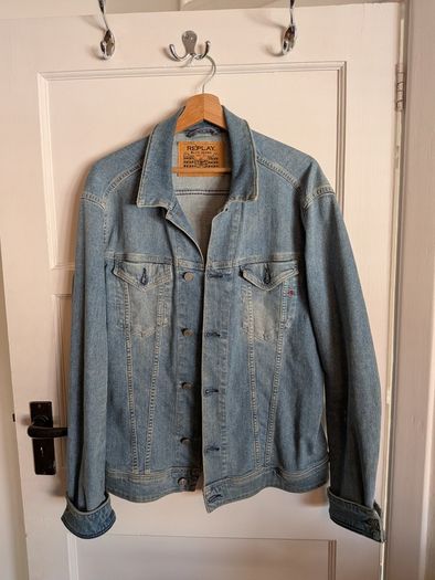 Replay Blue Jeans Light Wash Denim Jacket - Size L