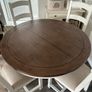 Round reclaimed wood dining table and four chairs Image 5