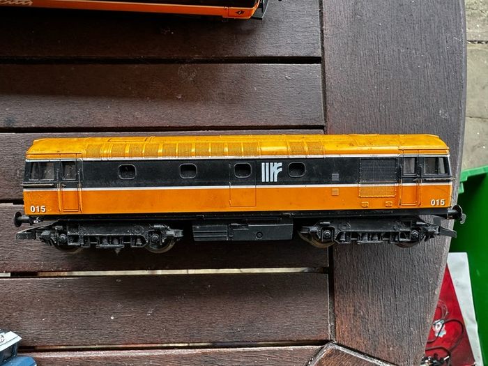 Vintage Lima train approximately 50 years old Irish Railway Models OO gauge model of a CIE A Class (001 Class) diesel locomotive numbered 015 in the distinctive black and yellow InterCity/CIE livery  hornby train