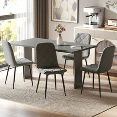 Set 4 velvet Dining Chairs with backrest, velvet-look upholstered chairs with metal legs, for dining table, gray