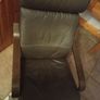 Two IKEA Poang brown leather armchairs Image 3
