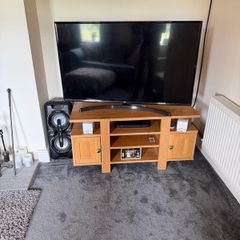 Light up glass cabinet with matching TV stand