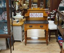 Victorian Walnut Marble Top Washstand