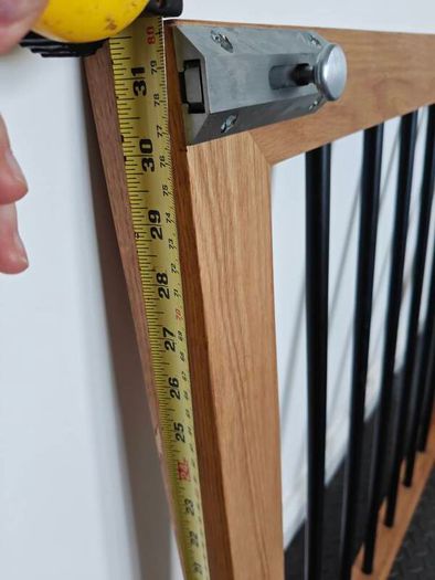 Oak and black metal stair gate
