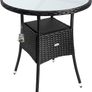 Polyrattan Side Table 60cm  Garden Table with Frosted Glass Table Top 60cm Image 2