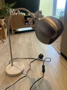 Brush nickel globe lamp with marble base