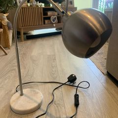 Brush nickel globe lamp with marble base