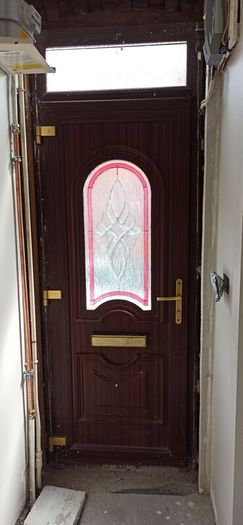 Double glazing, brown pvc door