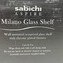Sabichi Aspire Milane Glass Shelf. Wall mounted tempered glass shelf with chrome plated fixtures. Product code: 102010. Image 4