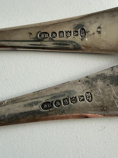 Large 30cm Antique Victorian John Round & Son Sheffield Silver-Plated Salad Servers - JR&S