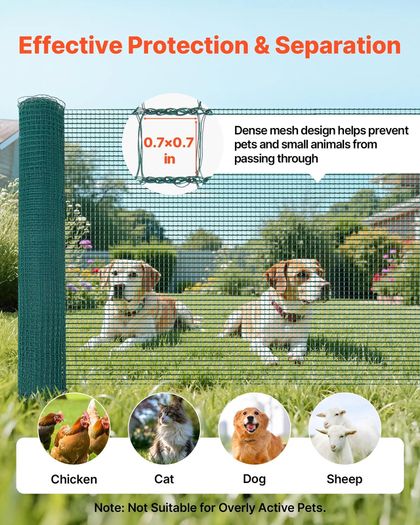 Temporary Fence with Posts, 0.9 x 15m Plastic Mesh Fencing,Garden Safety Fences Netting with Double-Spike Stakes & Guy Ropes