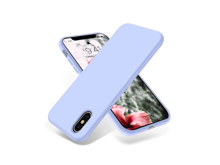 Liquid Silicone Case For iPhone XS Max Luxury Thin ShockProof Soft Phone Cover Purple - FHT4IPXSMLK