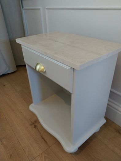 2 marbled top cabinets