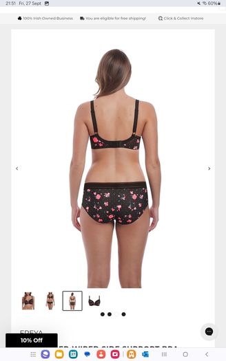 Freya Viva - Underwired Side Support Bra 32F and Briefs S - Black Floral - BNWT RRP 58