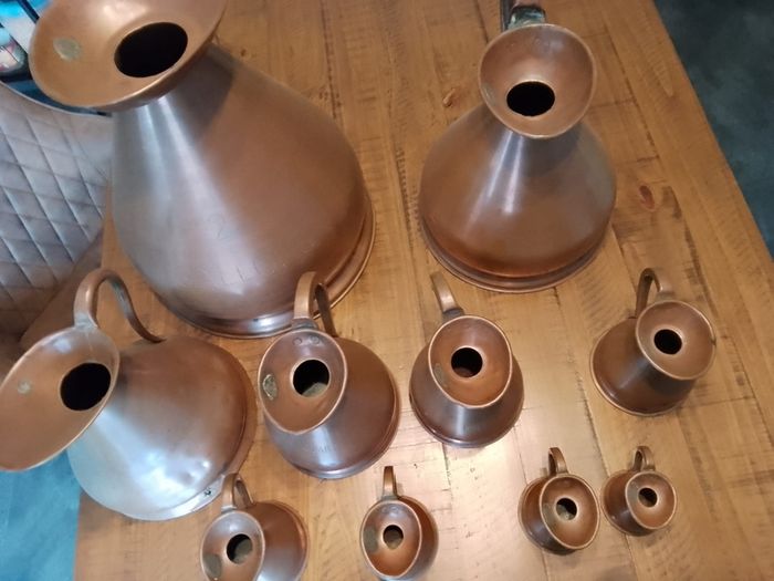 vintage copper measure jug collection