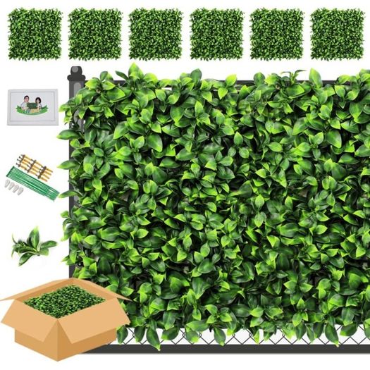 Artificial Grass Wall, 6pcs Plant Wall Panels, Boxwood Greenery Hedges, Privacy Backdrop Fence Screening, Home Garden Outdoor Wall Decoration 50 x 50cm (FREE POSTAGE)