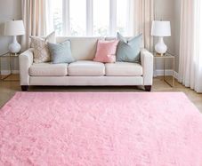 Rugs Living Room Large 160x230cm, Pink Bedroom Rug Fluffy Faux Fur Carpets, High Pile Soft Rug Non Shedding, Modern Non Slip Area Rugs