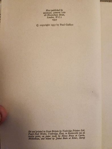 Paul Gallico books. Flowers  for Mrs Harris, Thomasina, and The small miracle. All hardback with dustjacket in good condition. Thomasina is a first edition.35