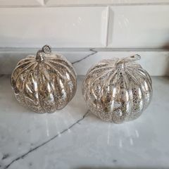 Glass Light-Up Pumpkins X 2