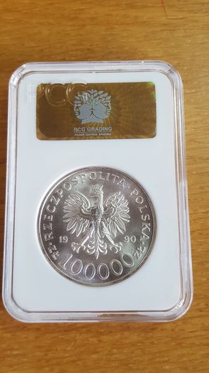Poland 100000 zlotych 1990 solidarity silver coin