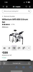 Millenium MPS-850 Electronic Drum Kit, Excellent Condition