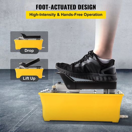 Air Hydraulic Pump, 10,000 PSI Hydraulic Foot Pump, 1.89 L Reservoir Foot Operated Air/Hydraulic Pump, with Hose and Spray Gun for Heavy Machinery Rigging, Auto Repair, Auto Body Frame Machines