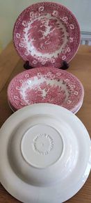 Vintage Ironstone English Pink Transferware Bowl
