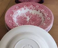 Vintage Ironstone English Pink Transferware Bowl