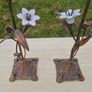 Vintage Bronze and Porcelain Floor Candleholders Image 6