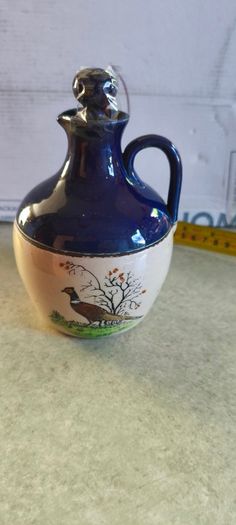 Vintage Pheasants Mead Flask Decanter Jug  P F Alexander Signed  | Retro Flagon Game Birds Barware | Man Cave Drinks Trolley English Stoneware