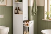 Narrow Bathroom storage cabinet  with drawers classic white