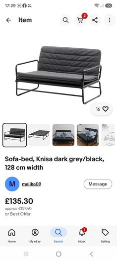 Ikea Knisa sofa bed grey/black