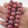 Antique Venetian Style Thousand Blue Eyes Red Glass Beads Necklace Strand Image 5