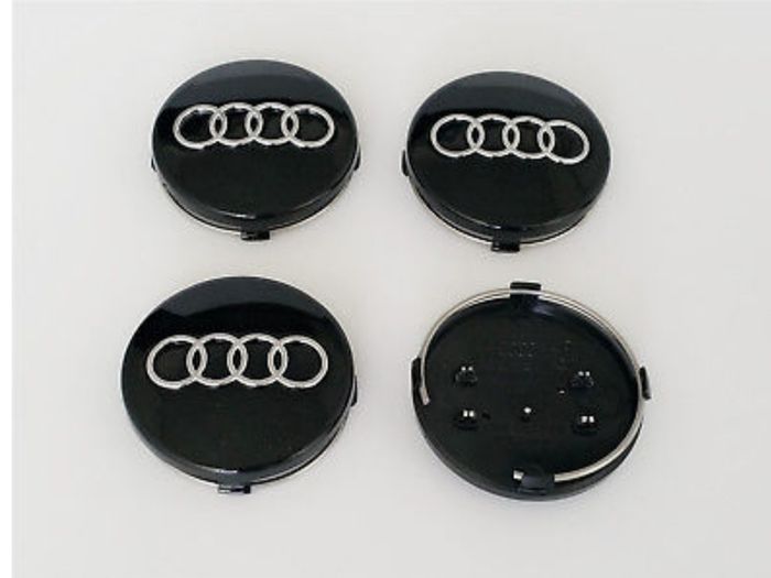 x4 Audi Black gloss cenre caps 60mm