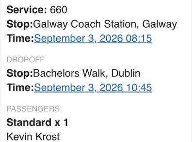 Galway to Dublin Bus Ticket