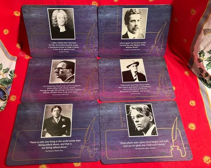 Famous Irish Writers. Box of six placemats