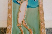 Signed Sean Lawlor, Irish Studio Pottery Abstract Golf Plaque