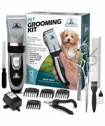 Professional Dog Grooming Kit - Rechargeable, Cordless Pet Grooming Clippers & Complete Set of Dog Grooming Tools. Low Noise & Suitable for Dogs, Cats and Other Pets Stainless Steel (FREE POSTAGE)