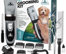 Professional Dog Grooming Kit - Rechargeable, Cordless Pet Grooming Clippers & Complete Set of Dog Grooming Tools. Low Noise & Suitable for Dogs, Cats and Other Pets Stainless Steel (FREE POSTAGE)