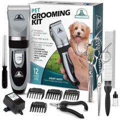 Professional Dog Grooming Kit - Rechargeable, Cordless Pet Grooming Clippers & Complete Set of Dog Grooming Tools. Low Noise & Suitable for Dogs, Cats and Other Pets Stainless Steel (FREE POSTAGE)